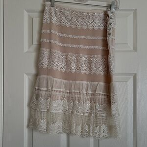 Tracy Reese Lace Trim Beige Skirt